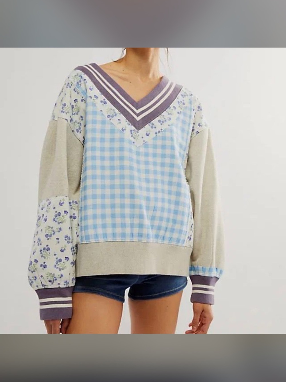 Free People- Lucy V Neck Sweatshirt